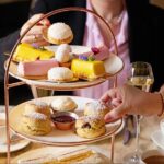 Mayfair hotel afternoon tea with Charbonnel et Walker chocolate truffles, London.