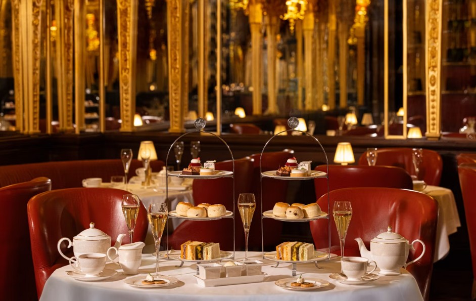 Champagne Afternoon Tea for Two in London art the Hotel Cafe Royal, London.