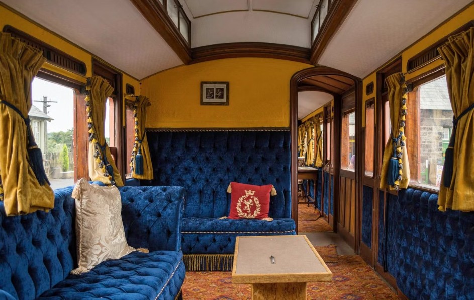 Heritage steam train afternoon tea through the Yorkshire Dales between Embsay and Bolton Abbey.