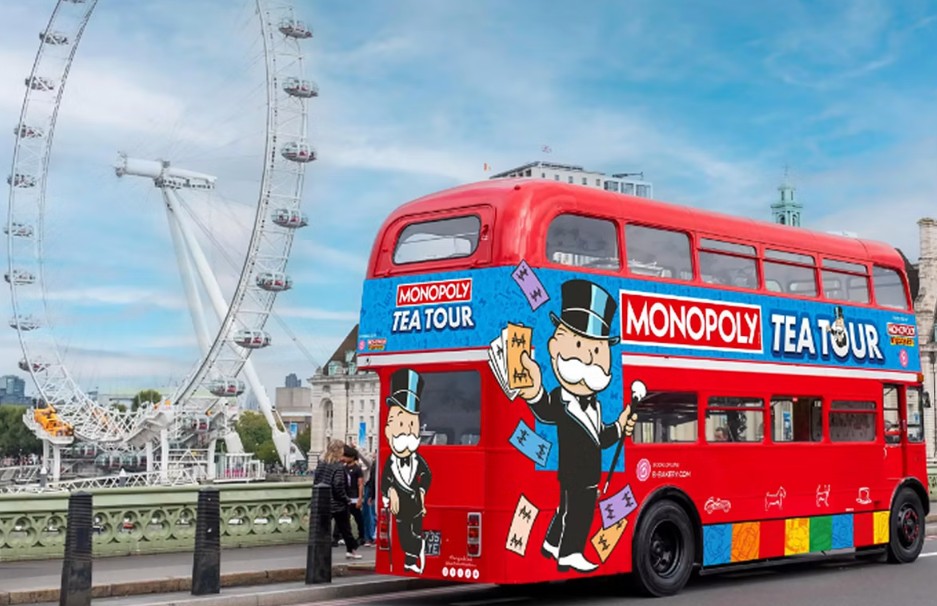 London afternoon tea bus tour - quirky Monopoly afternoon tea theme