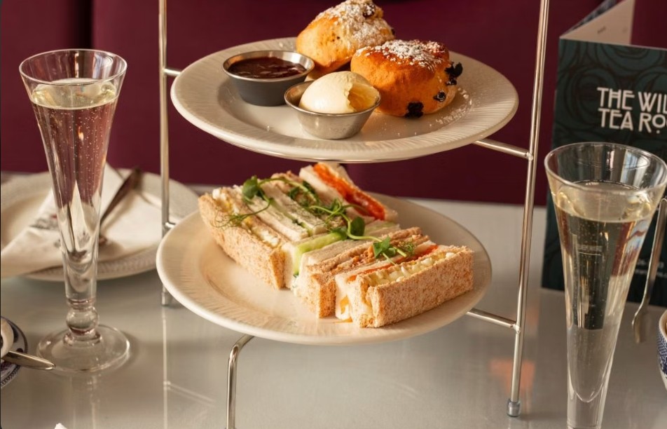 Best afternoon tea in Edinburgh with a view - tiered cake stand at the Willow Tea Rooms, Princes Street.